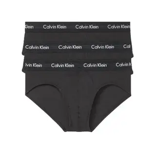 CALVIN KLEIN - Pack de 3 Hip Brief Negros - Cotton Stretch
