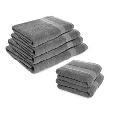 ENERGY PLUS - Set X6 toallas hoteleras: 4 toallas de cuerpo + 2 de manos Gris
