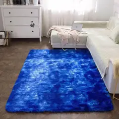 AMERICO SHOP - Tapete alfombra peluda jaspeada Azul 2 x 1,5 mt tapete peluche