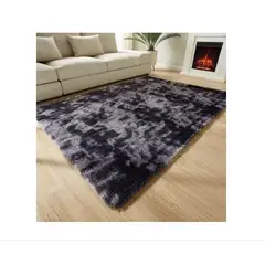 AMERICO SHOP - Tapete alfombra peluda jaspeada Negro 2 x 1,5 mt tapete peluche