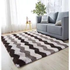 AMERICO SHOP - Tapete alfombra peluda jaspeada Marron OLas 2 x 1,5 mt tapete peluche