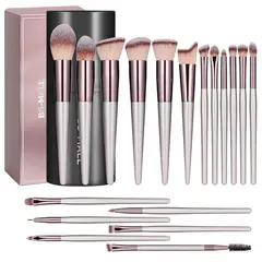 GENERICO - Set Brochas de Maquillaje 18 piezas Bs-Mall Champagne Estuche negro