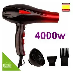 GENERICO - Secador Para Pelo Cabello Profesional Bopai BP-5500 + Difusor + Boquillas Negro