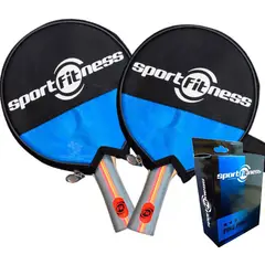 SPORT FITNESS - Raquetas Ping Pong + 6 Pelotas Con Estuche