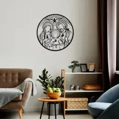 GENERICO - Cuadro decoración pared Sagrada Familia 40x40cm MDF Negro