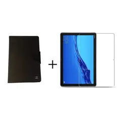 GENERICO - Vidrio + Estuche Agenda Para Huawei Mediapad M5 Lite 10.1'