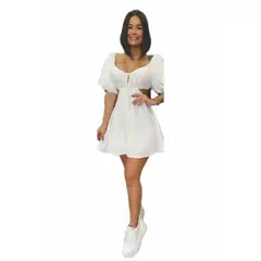 BAPU - Vestido corto con mangas cordón delantero