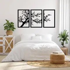 GENERICO - Cuadro decoración pared Tríptico Árbol 1 120x60cm MDF Negro