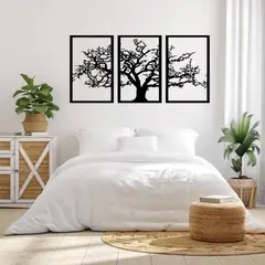 GENERICO - Cuadro decoración pared Tríptico Árbol 3 120x60cm MDF Negro