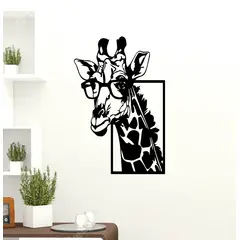 GENERICO - Cuadro decoración pared jirafa hipster 60x40cm MDF Negro