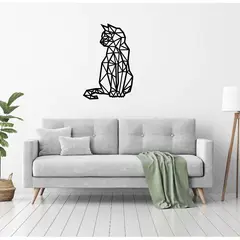 GENERICO - Cuadro decoración pared animal gato 60x40cm MDF Negro