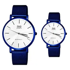 Q&Q - Relojes Pareja Duo Qyq Acero Glamour Acero + Estuche