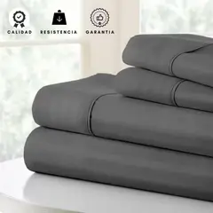 EKONOMODO COLOMBIA - Sabanas Hoteleras Luxury Gris Oscuro 300 Hilos Doble (1,40X1,90)