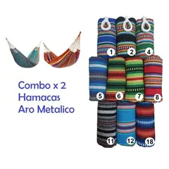 THE HOUSETRONICS - 2x Hamaca Líneas Múltiples Colores Ideal Camping Fincas