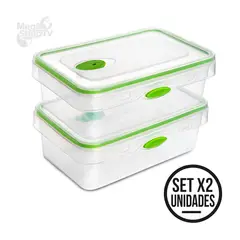 CHEF MASTER - Set X2 Recipientes para cocina tapper hermético portacomida Verde