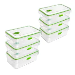 CHEF MASTER - Set X6 Recipientes para cocina tapper hermético portacomida Verde.