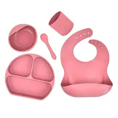ONE PIXEL - Set Vajilla Para Bebé 5 Piezas Silicona Libre BPA