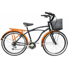 SFORZO - Bicicleta Playera Hombre Rin 26 18 Cambios Negra Naranja