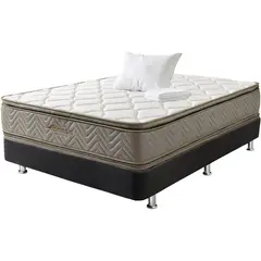 COLCHONES FANTASIA - Combo Colchón Semidoble Galaxy Base Cama Tc Negro 1 Almohada Protector.