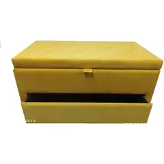 DISEÑOS RAMONA'S - Puff Baúl Zapatero Doble Nivel 100x50x50 Mostaza