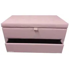DISEÑOS RAMONA'S - Puff Baúl Zapatero Doble Nivel 100x50x50 Rosado Sintético