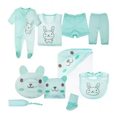 BABY KDS - Set primera muda 10 piezas glotoncitos - verde.