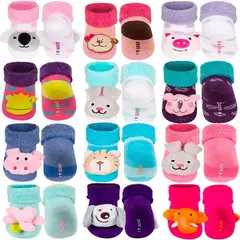 BABY KDS - Set medias peluche x 12 para niña / bebe - multicolor