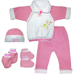 GENERICO - Pijama 5 piezas toquelada glotoncitos - rosada 0- 3 meses