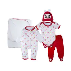BABY KDS - Set primera muda panda glotoncitos - rojo