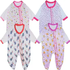BABY KDS - Set mamelucos para bebe niña x4 glotoncitos - multicolor.
