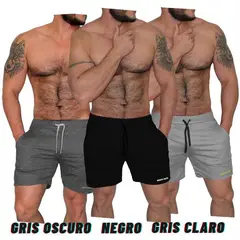GENERICO - 3 unid de shorts largo medio mundo alfa de hombre slim fit
