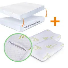 ENERGY PLUS - Combo Protector colchón Antifluido Doble 2 Almohadas Bamboo