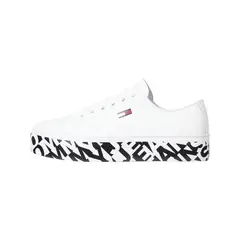 TOMMY HILFIGER - Tenis De Piel Con Suela Cupsole Mujer Blanco