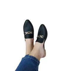 MOSTAZA - Zuecos - mules negros con fino herraje