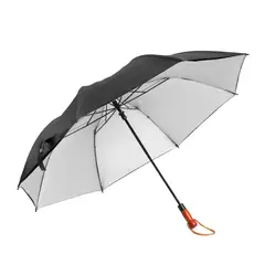 ENERGY PLUS - Sombrilla grande automática paraguas protección UV doble tela Negra
