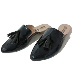 MOSTAZA - Zuecos - mules negros en charol con escobillas
