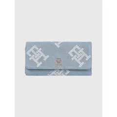 TOMMY HILFIGER - Cartera Vaquera Iconic Grande Con Monogramas Mujer Celeste