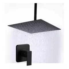 GENERICO - Mezclador Ducha Negro Quadratto Ducha 30cm Tubo Techo