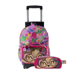 BADASS - Set Combo Garden Morral ruedas lonchera cartuchera Rosa - Badass_.