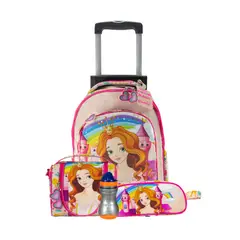 BADASS - Set Combo Princesa Morral ruedas lonchera cartuchera Rosa - Badass_.