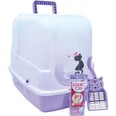 AM MASCOTAS - Arenera o baño gatos con filtro - filter cat - lila