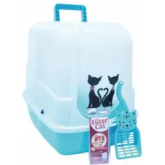 AM MASCOTAS - Arenera o baño gatos con filtro filter cat Aguamarina