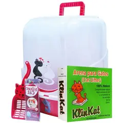 AM MASCOTAS - Arenera sanitaria gato filtro arena klinkat 5kg- filter cat - rojo