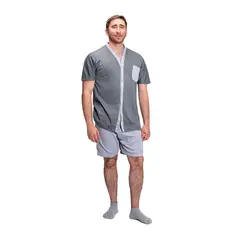 ROMANELLA - Pijama de short TOMAS CC Para Hombre abierta - Gris