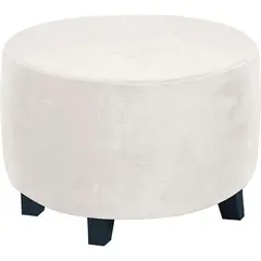DISEÑOS RAMONA'S - Puff Decorativo Redondo 40x40 Blanco Tela