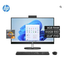 HP - Todo en Uno 24 AMD Ryzen 5 7520U RAM 8GB SSD 512GB 23,8″ Pulgadas TOUCH - RJ45