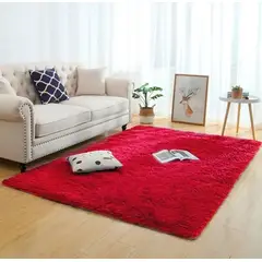 AMERICO SHOP - Tapete alfombra peluda Rojo tapete peluche 150 x 200 cm