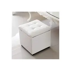 DISEÑOS RAMONA'S - Puff Baúl 40x40 Blanco Sintético