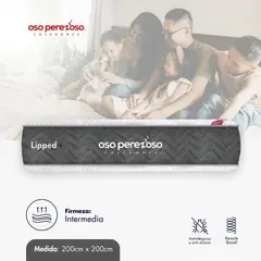 OSO PEREZOSO - Colchón Lipped+ King 200cm200cm - Ortopédico Resortado - Firmeza Intermedia.