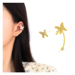 ACCESORIOS DE EVA - Arete Ear Cuff Simulador Set Solitario Mariposa_.